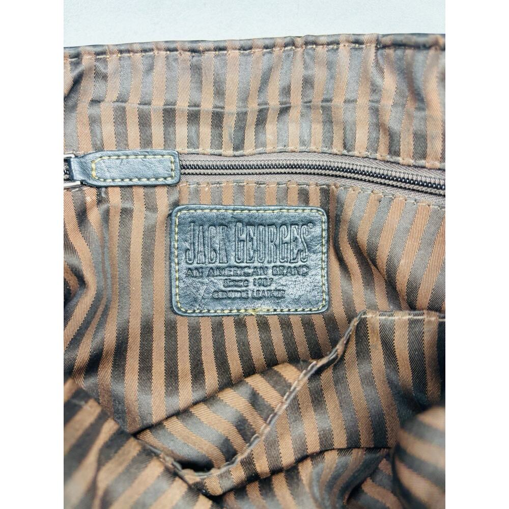 Jack Georges VTG Voyager Crossbody Bag Black Messenger Leather Distressed - Picture 8 of 16